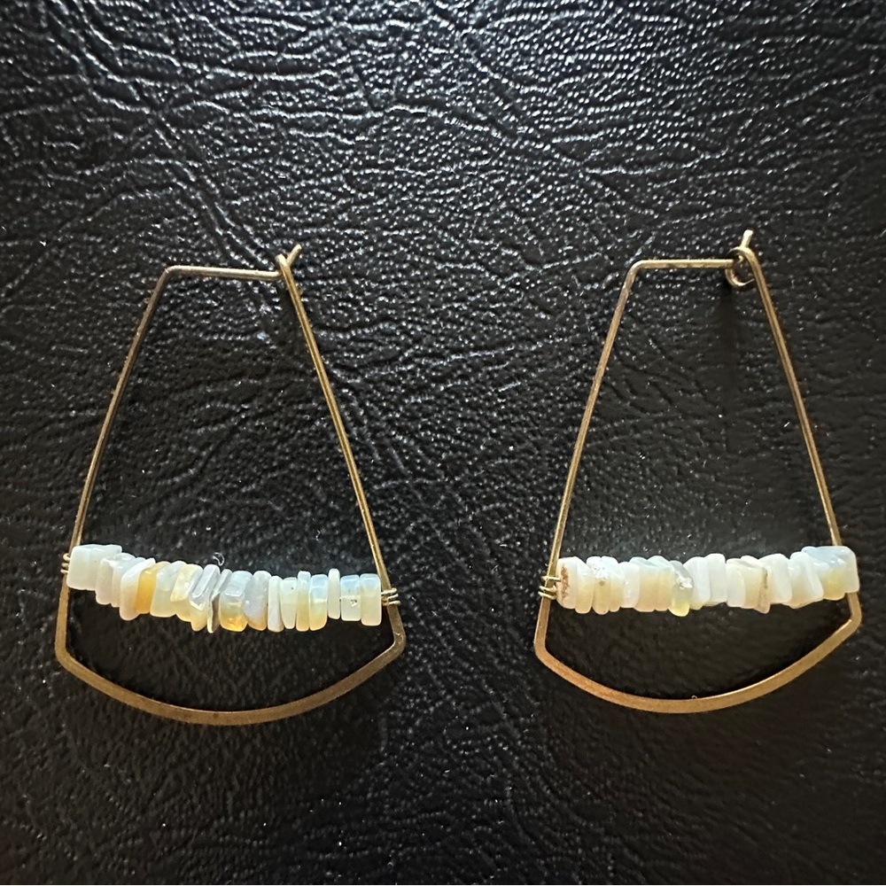 Santore Sandia Heishi Harp Australian Opal Gold Brass Earrings
